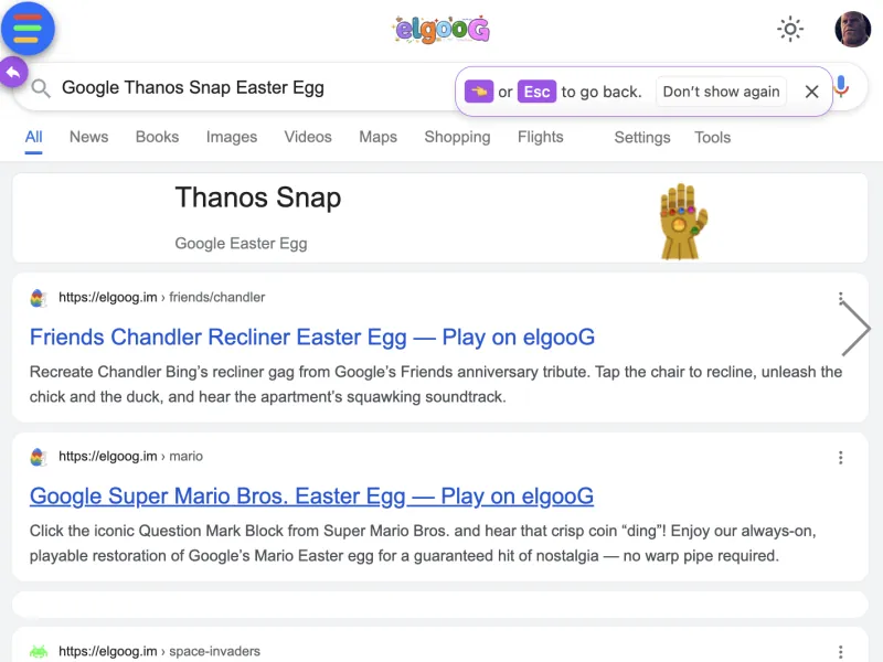 Google Thanos Snap – Play The Easter Egg Online